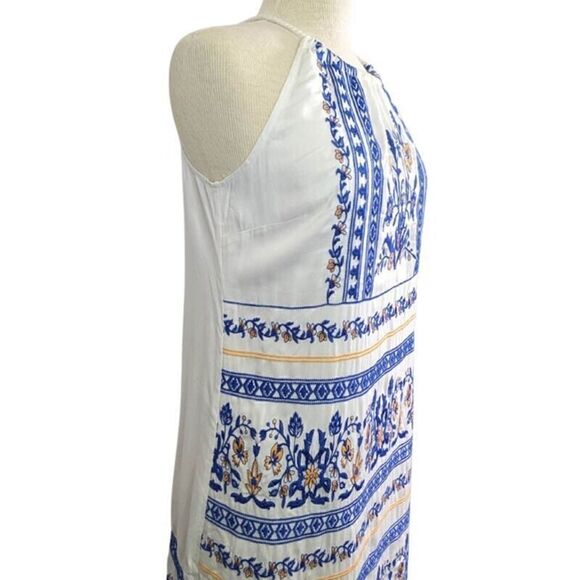 Skies Are Blue Dress Womens Small Floral Boho Embroidered Fringe Halter Summer - Picture 3 of 14